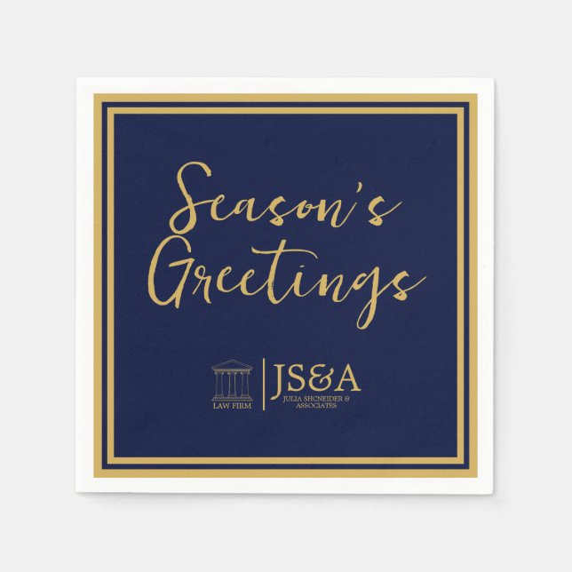 Gold Justice Columns Law Firm Season's Greetings  Serviette (Vorderseite)