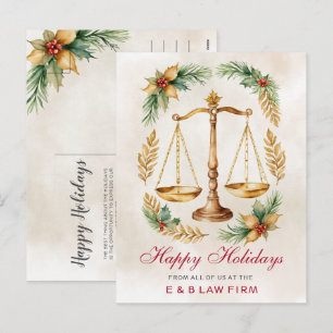 Gold Justice Scale Holly Wreath Anwalt Weihnachten