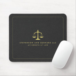 Gold Justice Scale Logo Black Leather Mousepad