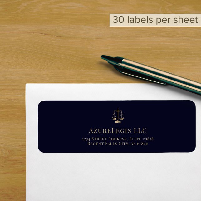 Gold Justice Scale Navy Legal Address Label (Von Creator hochgeladen)
