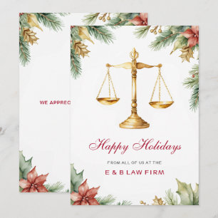Gold Justice Scale Pine Holly Law Firm Weihnachten