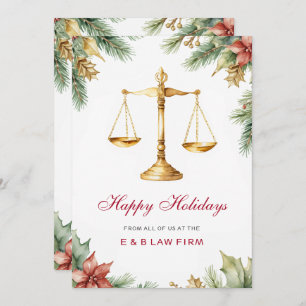 Gold Justice Scale Pine Holly Law Firm Weihnachten