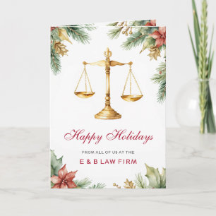 Gold Justice Scale Pine Holly Law Firm Weihnachten
