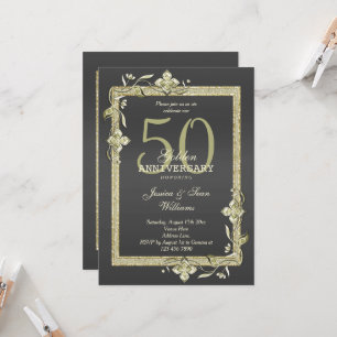 Gold Juwel & Glitter 50. Goldene Hochzeit Einladung