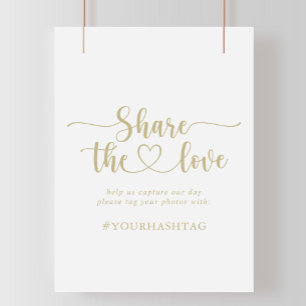 Gold-Kalligrafie Das Hashtag-Zeichen der Liebe tei Poster