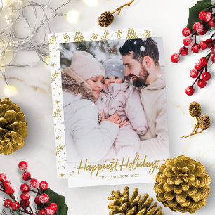 Gold Kalligrafie Foto Glücklichste Weihnachten Einladung