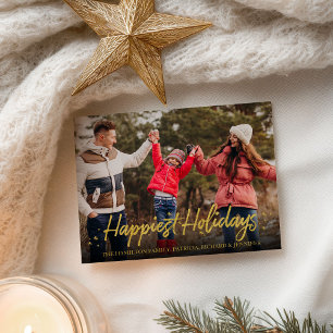 Gold Kalligrafie Foto Glücklichste Weihnachten Postkarte