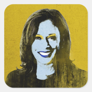 Gold Kamala Harris Pop Art Quadratischer Aufkleber