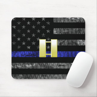 (Gold) Kapitän Thin Blue Line Distressed Flag Mousepad