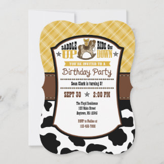 Gold Kariert Cowhide Cowboy Birthday Einladung