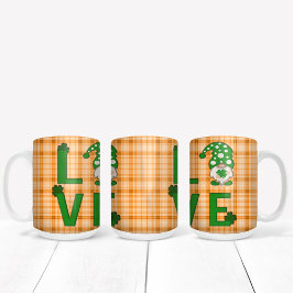 Gold Kariert St Patrick's Day LIEBE Gnome Kleeblat Zweifarbige Tasse