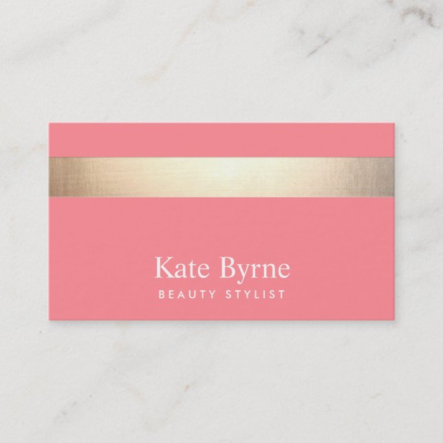 Gold (kein Glanz) Streifen Modernes, stilvolles Ro Visitenkarte (Vorderseite)