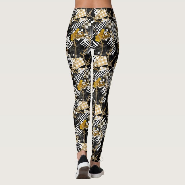 Gold Ketten Schach und Schlangen Luxus_dichter meh Leggings (Rückseite)