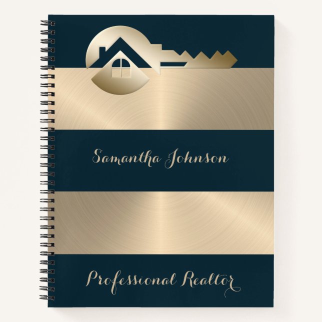 Gold Key Blue Spruce Realtor Business Notebook Notizbuch (Vorderseite)