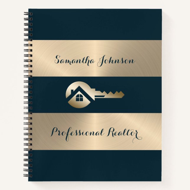 Gold Key Blue Spruce Realtor Business Notebook Notizbuch (Vorderseite)