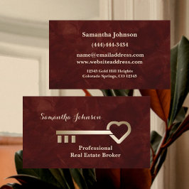 Gold Key Crimson Red Real Anwesen Business Card Visitenkarte