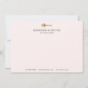 Gold Key Personalisiert Realtor Blush Stationery Mitteilungskarte