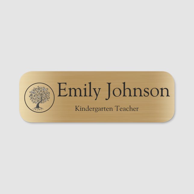 Gold Kindergarten Teacher Name | Custom Teacher Namensschild (Vorderseite)