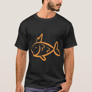 Gold King Fisch Linienkunst, Goldfisch Gekritzel T-Shirt