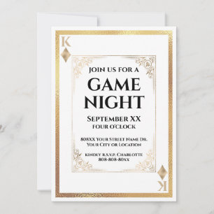 Gold King of Diamonds Game Night Play Card Einladung