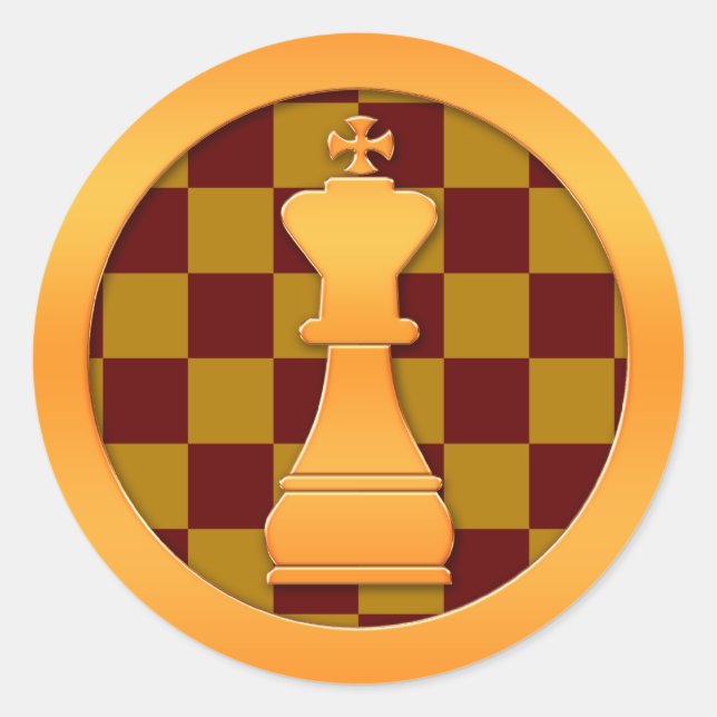 Gold King Schach Piece Runder Aufkleber (Vorderseite)