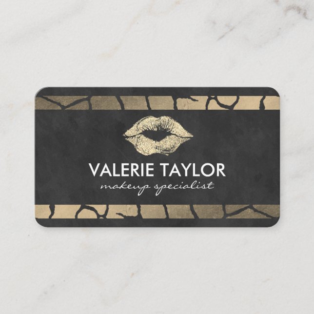 Gold Kiss Double Luxe Stripes Ernennung Terminkarte (Vorderseite)