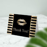 Gold Kiss Modern Black & Gold Streifen Vielen Dank Dankeskarte<br><div class="desc">Gold Kiss Modern Black & Gold Streifen Vielen Dank Karten.</div>