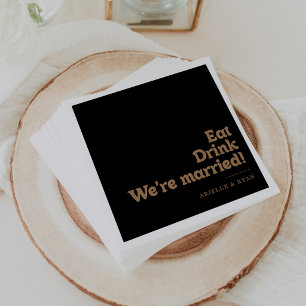 Gold Klassisch Essen Trinken Wir sind verheiratet  Serviette