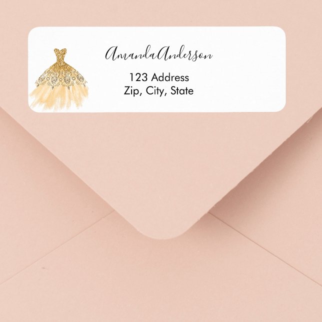 Gold Kleid Weiß elegante Rückkehr-Adresse-Label (Von Creator hochgeladen)