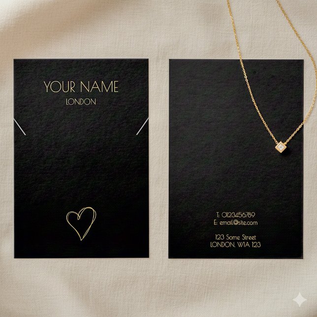 Gold kleine Herz-Halskette oder Armband-Grafikkart (Gold small heart necklace or bracelet display card.)