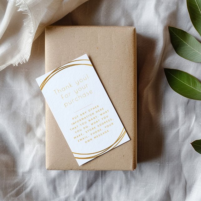 Gold klingelt Einsteckkarte für Kundenbestellungen Begleitkarte (Gold rings insert Card for customer orders saying "Thank you for your purchase")