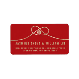 Gold Knot Gewerkschaft Doppeltes Glück Chinesische Adressaufkleber