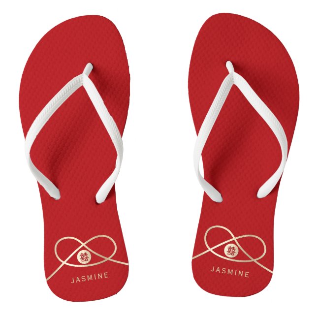 Gold Knot Gewerkschaft Doppeltes Glück Chinesische Flip Flops (Fußbett)