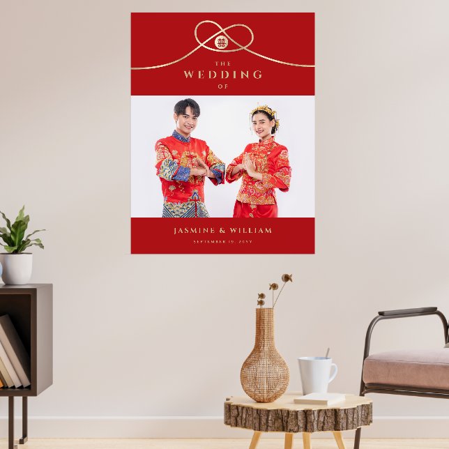 Gold Knot Gewerkschaft Doppeltes Glück Chinesische Poster (Wohnzimmer 3)