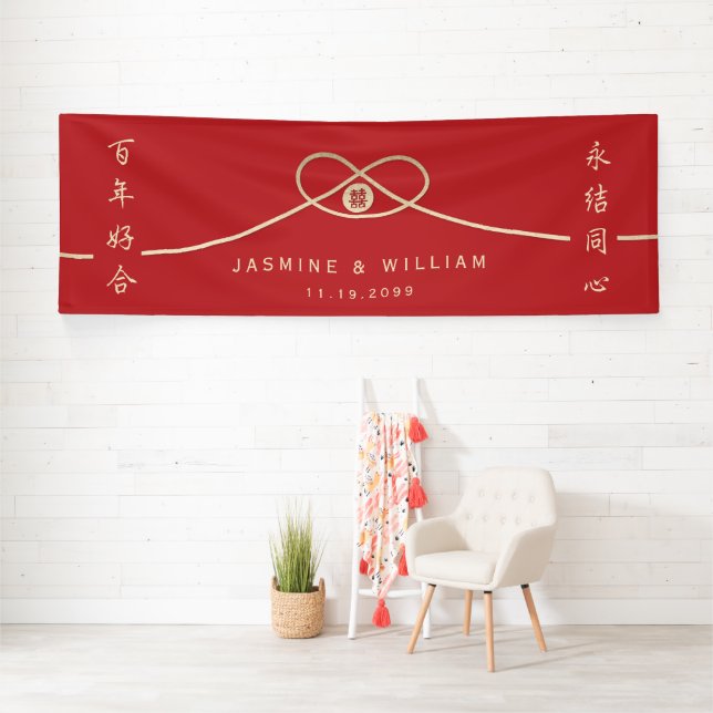 Gold Knot Gewerkschaft Double Happiness Chinesisch Banner (Insitu)