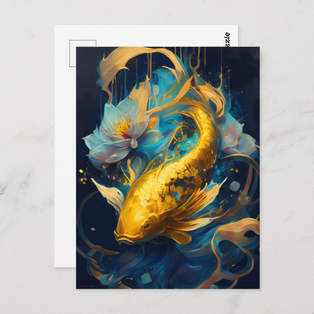 Gold Koi: Postkarte (Vorne/Hinten)