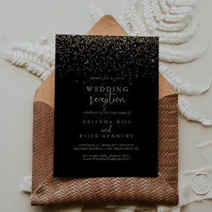 Gold Konfetti Fancy Schrift Hochzeitsempfang Einladung