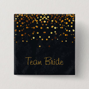 Gold Konfetti Glitter Faux Folie Schwarz Team Brau Button