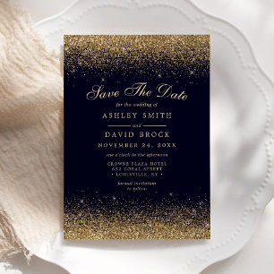 Gold Konfetti Marineblau Modern Save The Date