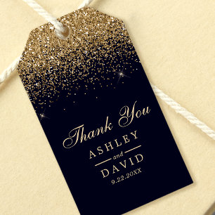 Gold Konfetti Navy Blaues Hochzeitsgeschenk Geschenkanhänger