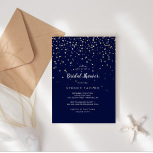 Gold Konfetti Navy Brautparty Gold Folieneinladung