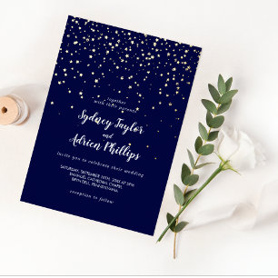 Gold Konfetti Navy Casual Hochzeit Gold Folieneinladung