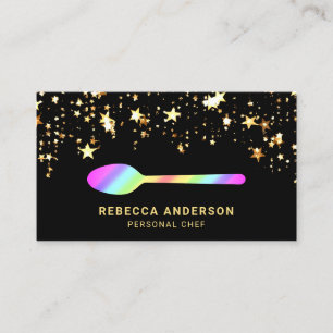 Gold Konfetti Regenbogen Löffel Catering Privatköc Visitenkarte