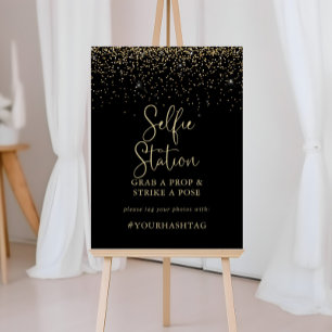 Gold Konfetti Schrift Selfie-Station-Schild Poster