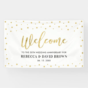 Gold Konfetti Willkommens Hochzeit Jubiläumsfeier Banner