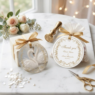 Gold Königlich Weiß und Gold Elegante Florale Hoch Geschenkanhänger