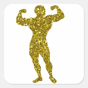 Gold Körperaufbau-Aufkleber Quadratischer Aufkleber