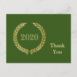 Gold Kranz Abschluss Danke, Green Postkarte