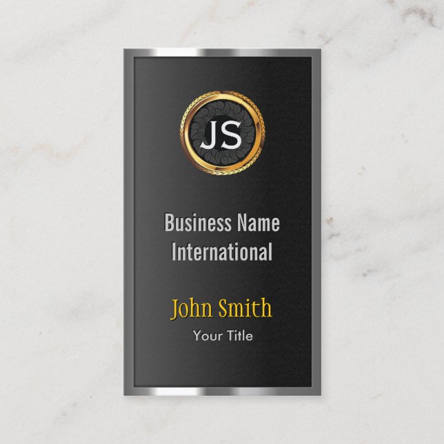 Gold Label Chrome Metal Frame Dunkle Business Card Visitenkarte (Vorderseite)