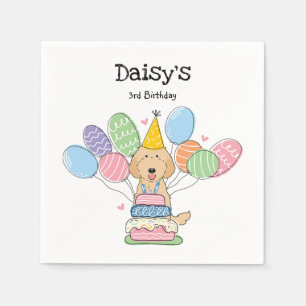 Gold Labradoodle Hund Geburtstagsparty Papier Napk Serviette
